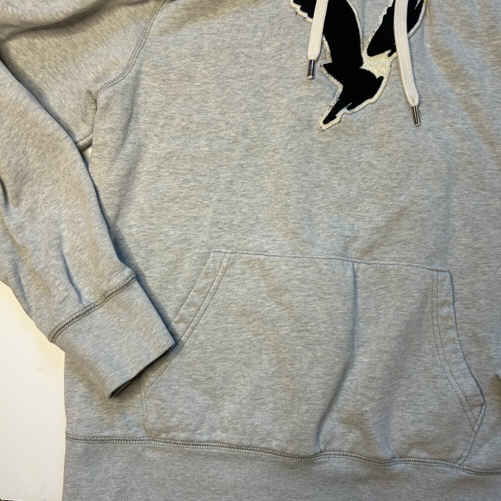 American Eagle Super Soft Gray Graphic Pullover Fleece Hoodie Small - Picture 3 of 6